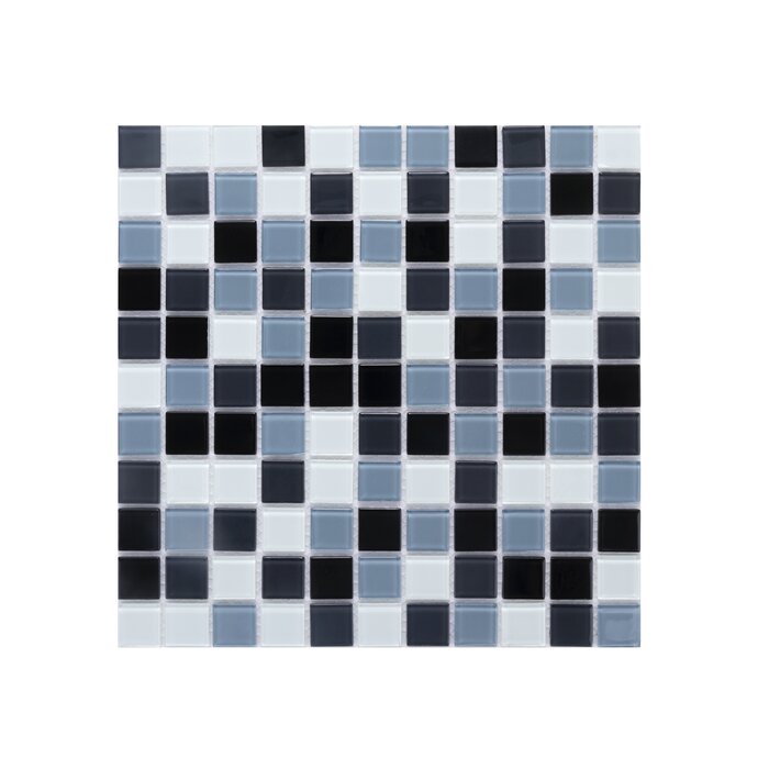 Black/White/Gray 1" x 1" Glass  Grid Mosaic Tile 22 sqft.  QL204