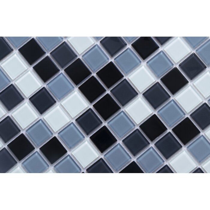 Black/White/Gray 1" x 1" Glass  Grid Mosaic Tile 22 sqft.  QL204