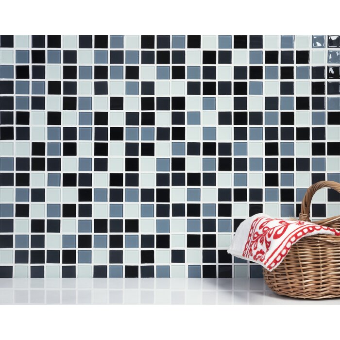 Black/White/Gray 1" x 1" Glass  Grid Mosaic Tile 22 sqft.  QL204