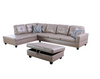 74.5in. W Square Arm 3-Piece Faux Leather L Shaped Sectional Sofa in Silver with Ottoman