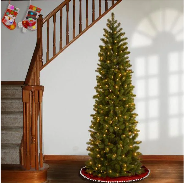 6.5 ft. Downswept Douglas Pencil Slim Fir Artificial Christmas Tree with Dual Color LED Lights