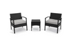 3-Piece Wicker Patio Conversation Set with Tan Cushions