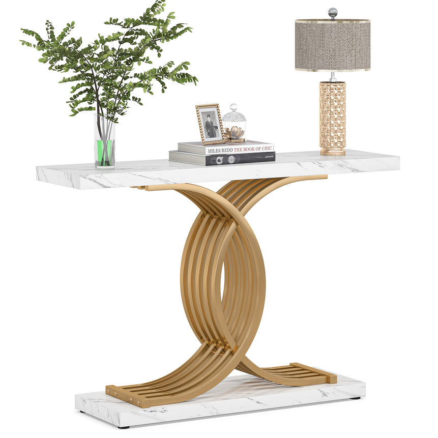 40" Faux Marble Entryway Hallway Sofa Table