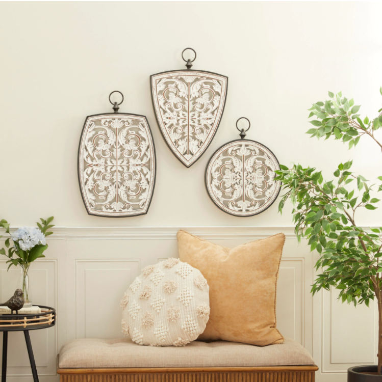 23 in. x 15 in. White Wood Farmhouse Wall Decor (Set of 3)