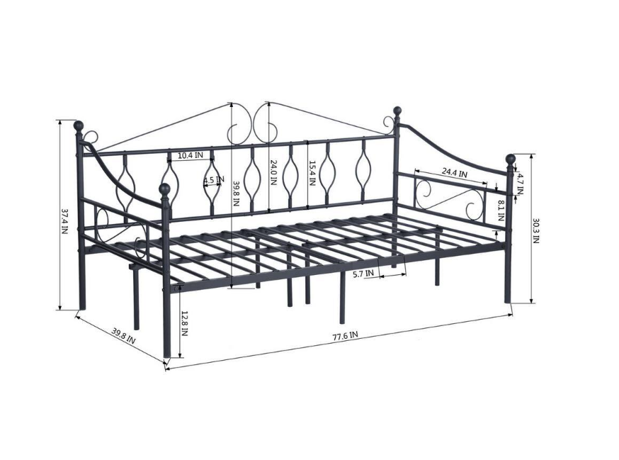 Black Twin Daybed Metal Platform Bed Foundation