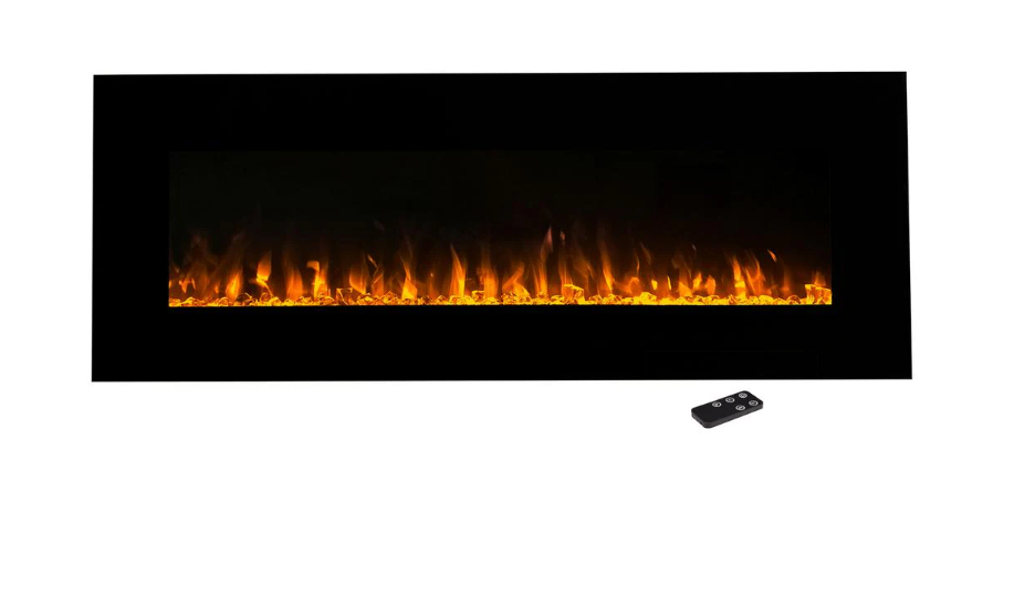54 in. LED Fire and Ice Electric Fireplace with Remote in Black
