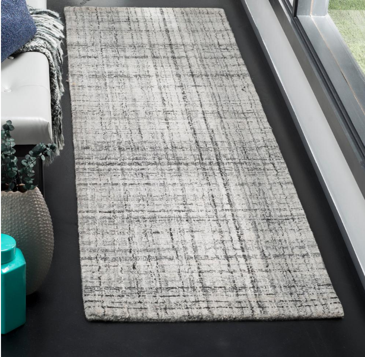 Abstract Gray/Black 2 ft. x 12 ft. Striped Runner Rug