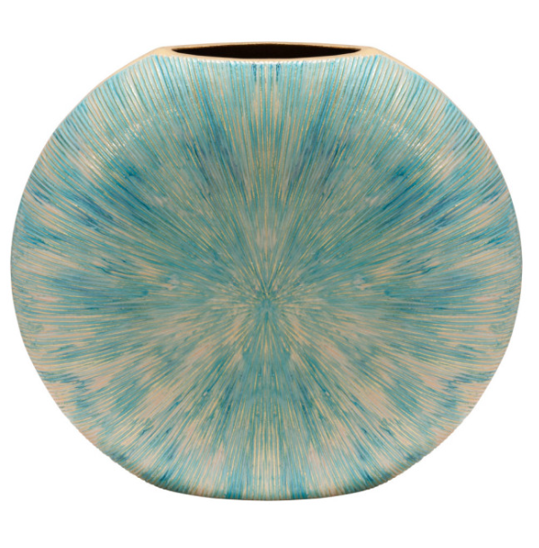 14" Decorative Metal Vase, Turq