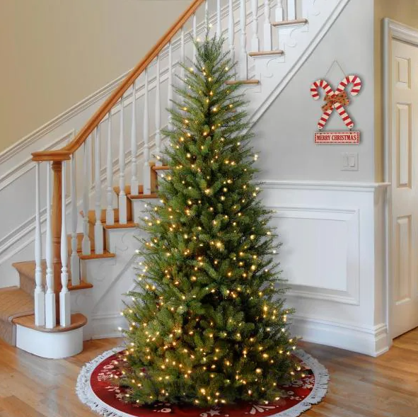 7-1/2 ft. Dunhill Slim Fir Hinged Artificial Christmas Tree with 600 Clear Lights
