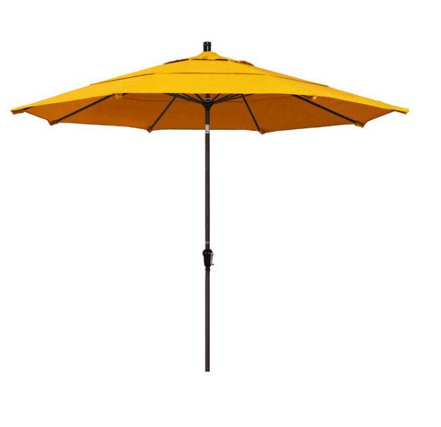 11' Bronze Auto-Tilt  Crank  Aluminum Umbrella, Sunflower Yellow Sunbrella pt875