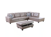 74.5in. W Square Arm 3-Piece Faux Leather L Shaped Sectional Sofa in Silver with Ottoman