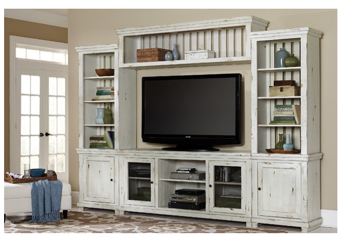 Willow Right/Left Wall Unit, Distressed White (Set of 2) *As-IS* KBO231