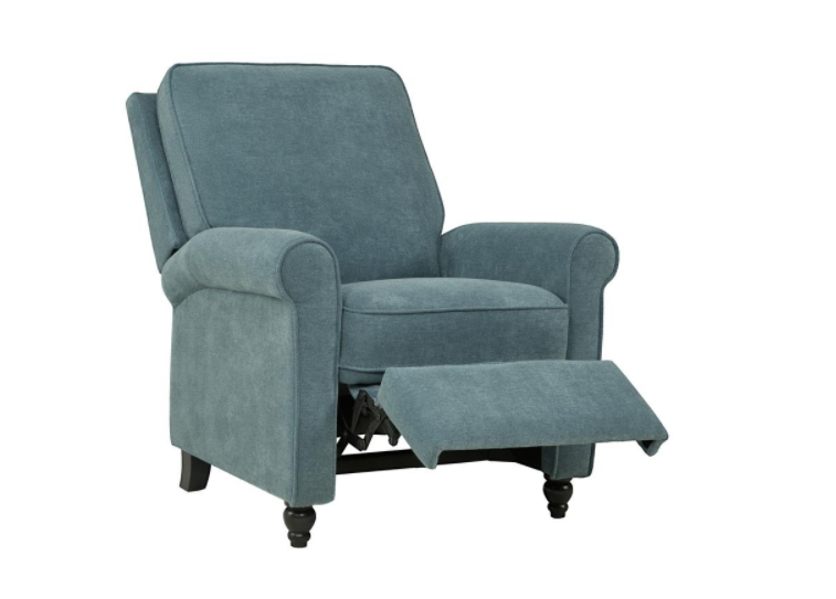 34 in. Width Big and Tall Caribbean Blue Polyester 3 Position Recliner