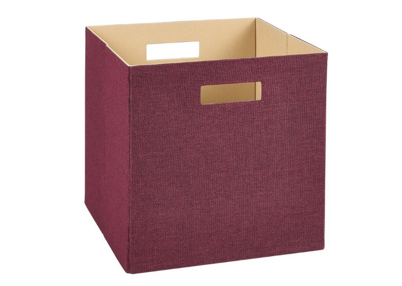 13 in. D x 13 in. H x 13 in. W Red Fabric Cube Storage Bin