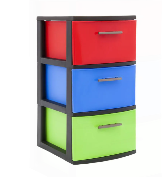 13 in. W x 23.9 in. H x 15 in. D Bright Multi-Color Resin 3-Drawer Storage Cabinet