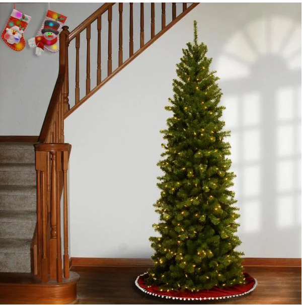 7 ft. North Valley Spruce Pencil Slim Artificial Christmas Tree with Clear Lights