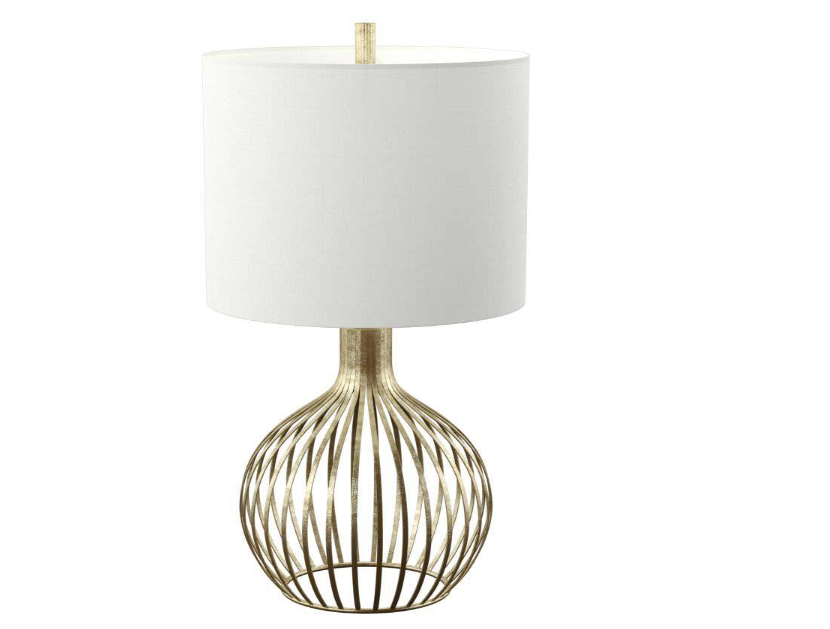 31 in. Vintage Gold Table Lamp with White Hardback Fabric Shade