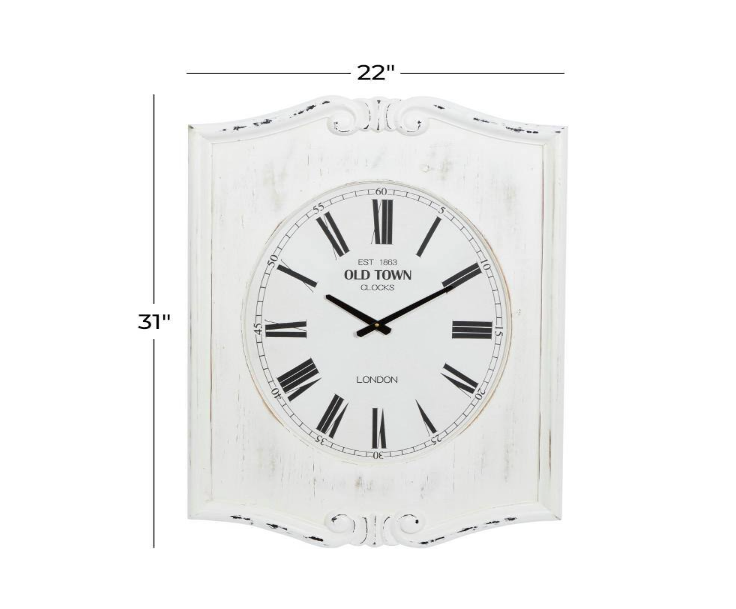 White Wood Farmhouse Wall Clock