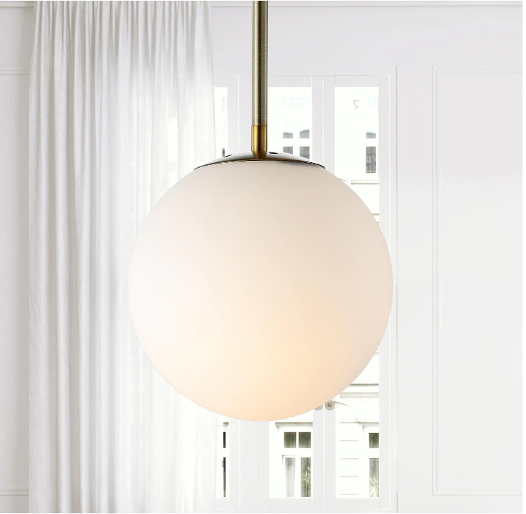 Bleecker 7.75 in. 1- Light White/Brass Metal/Glass Globe LED Pendant KB2465-A4-B4-P1