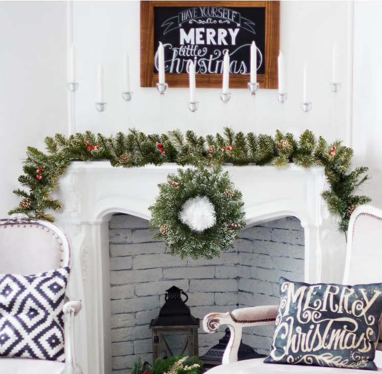 6 ft. Snow Cashmere Mix Pine Garland 106-Tips and Pinecones and Berry
