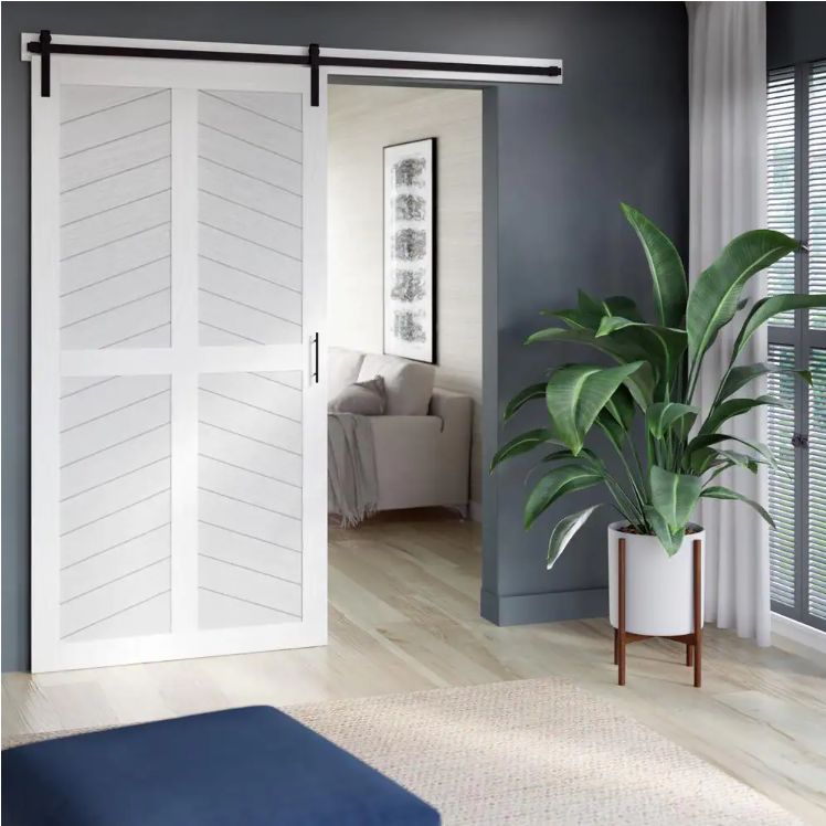 42 in. x 84 in. White Finished Composite Sliding Barn Door with Hardware Kit