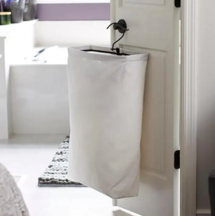 White Hanging Laundry Bag with Black Trim (Set of 2)