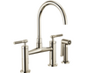 Double Handle Arc Spout Bridge Kitchen Faucet with Knurled Handle - Limited Lifetime Warranty CYB604