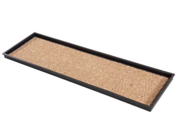 46.5"x14"x1.5" Natural/Recycled Rubber Boot Tray Tan/Khaki Coir Insert KBRUG121