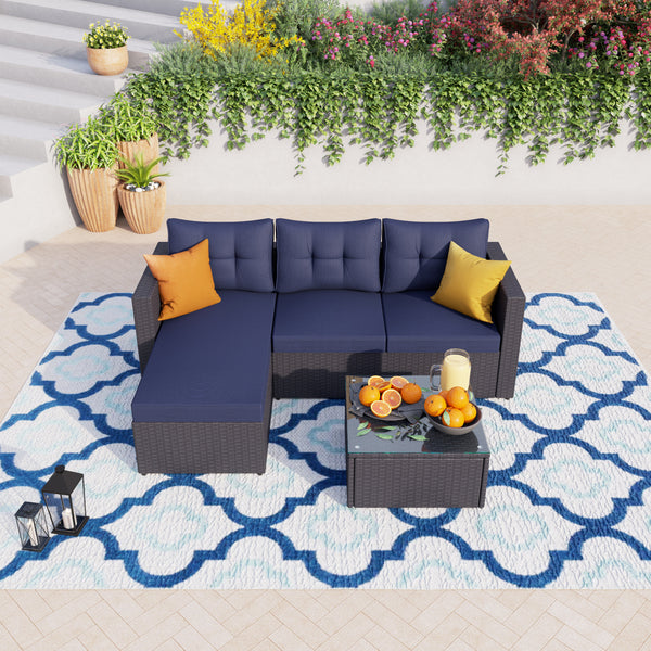 3-Piece Rattan Outdoor Sectional Sofa (2 boxes)