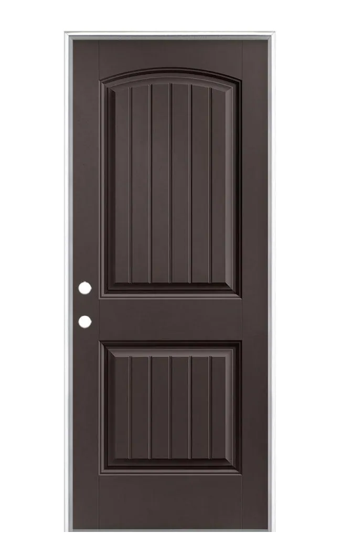 32 in. x 80 in. Cheyenne 2-Panel Right-Hand Inswing Painted Smooth Fiberglass Prehung Front Exterior Door No Brickmold KBO378
