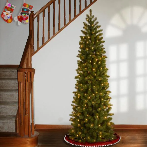 6.5 ft. Downswept Douglas Pencil Slim Fir Artificial Christmas Tree with Dual Color LED Lights