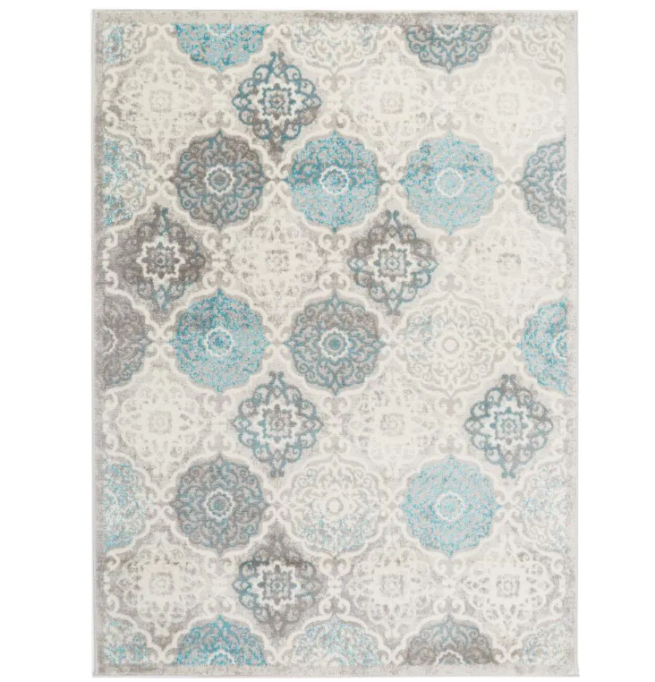 Boho Gray/Blue 6 ft. 6 in. x 9 ft. 6 in. Indoor Area Rug