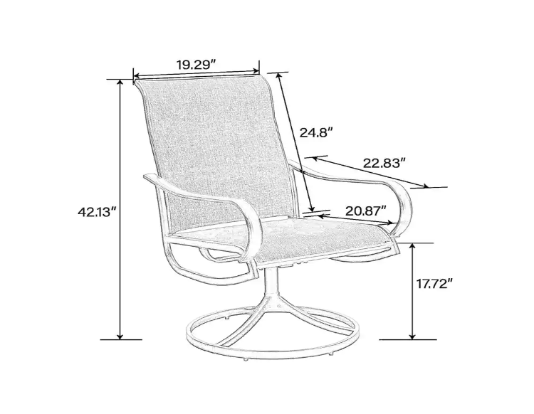 Black Swivel Textilene Metal Patio Outdoor Dining Chair (2-Pack)