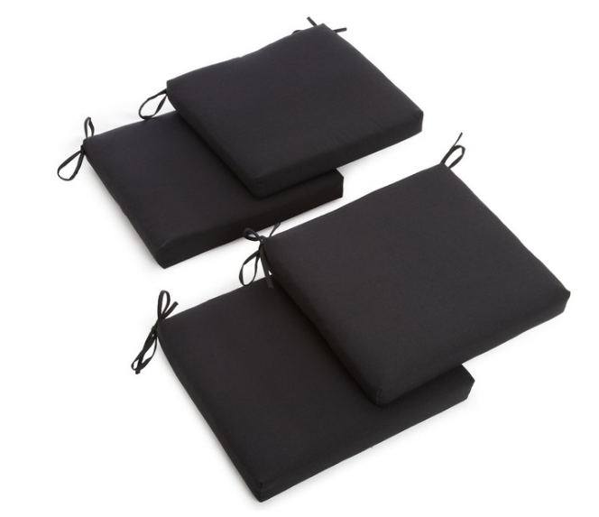 20"x21" Twill Chair Cushion, Set of 4, Black CYB715