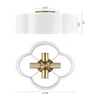 4-Light Semi Flush Mount Light Fixture with White Cloud Shaped Fabric Shade Brass Finish Metal Frame