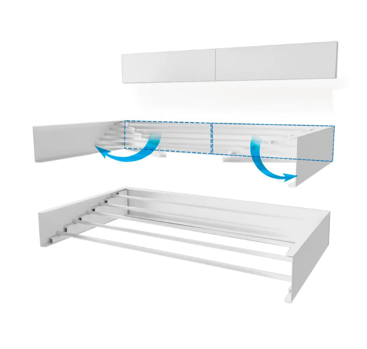 27.5 in. x 3.9 in. White Wall Mount Retractable Indoor/Outdoor Laundry Garment Rack VB387