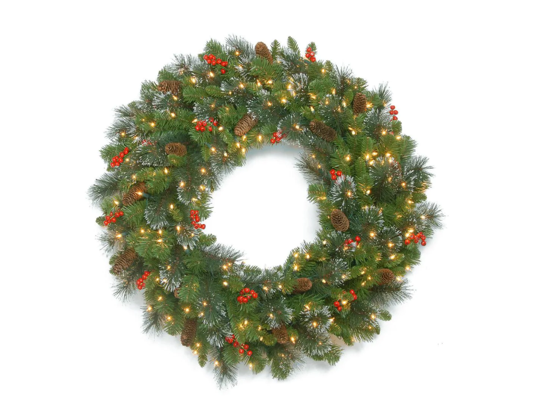 30 in. Crestwood Spruce Wreath with Clear Lights