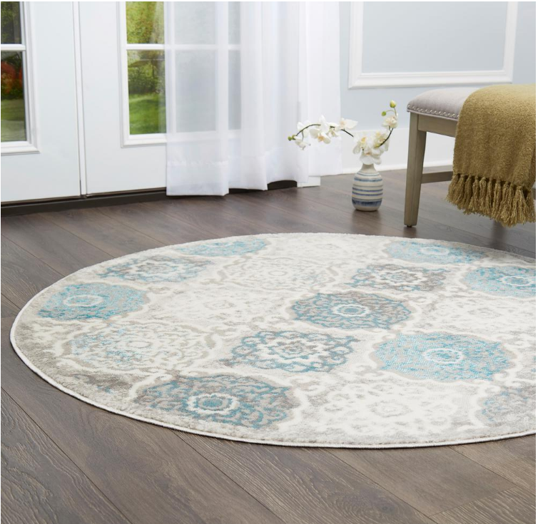 Boho Gray/Blue 7 ft. 10 in. Indoor Round Area Rug KRUG266-P10