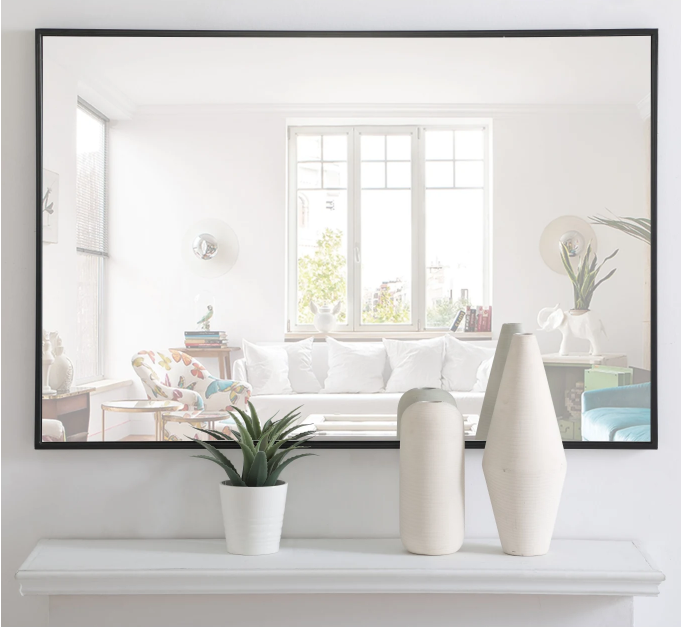 Elegant Lighting Eternity 28" x 42" Rectangular Beveled Metal Framed Bathroom Mirror