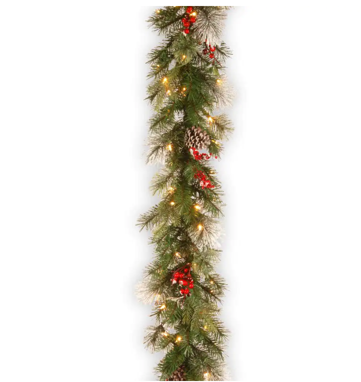 9 ft. Wintry Berry Garland with Clear Lights