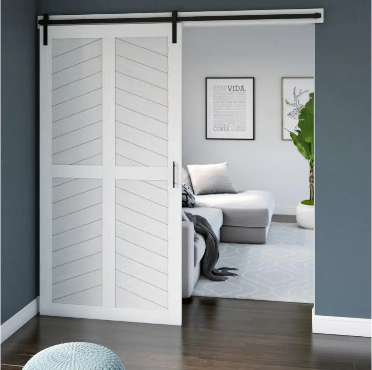 42 in. x 84 in. White Finished Composite Sliding Barn Door with Hardware Kit