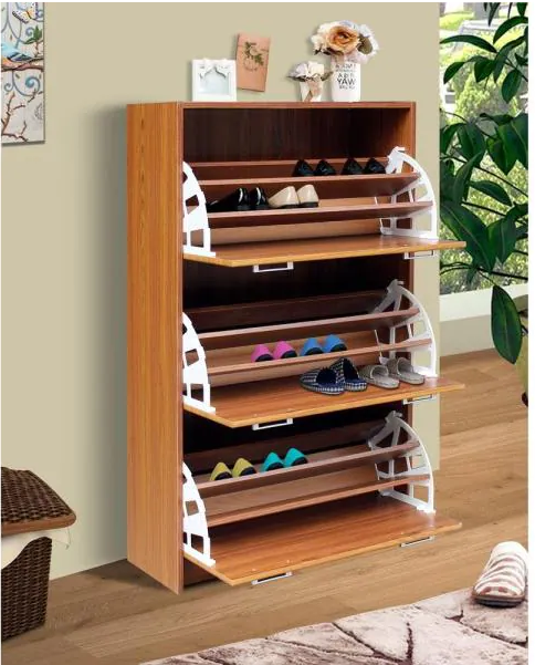 49.6 in. H x 29.3 in. W Brown Laminate Shoe Storage Cabinet