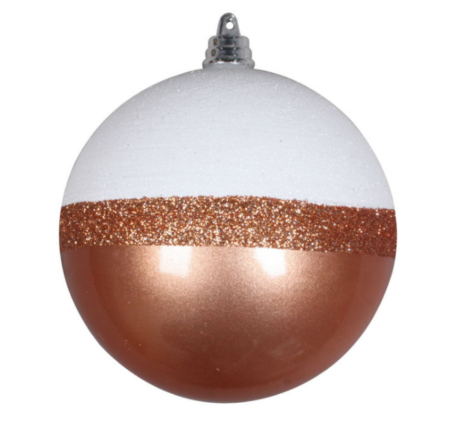 4" Rose Gold Candy/White Glitt Ball 6/Bg CYS273