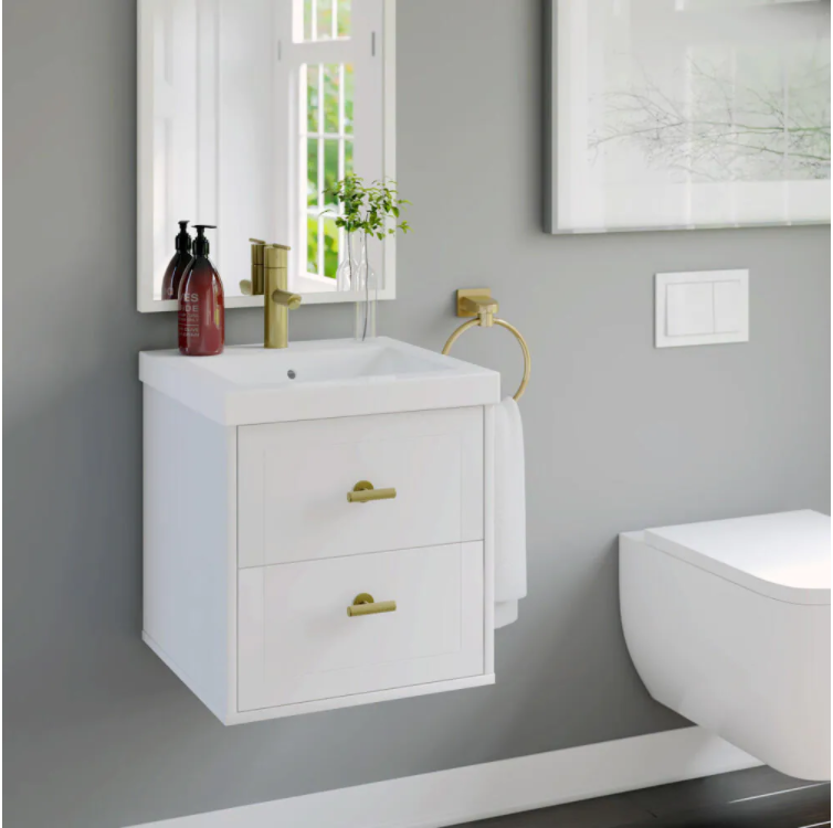 18 in. D x 18 in. W x 19.38 in. H Bathroom Vanity Side Cabinet in White with White Cultured Marble Top
