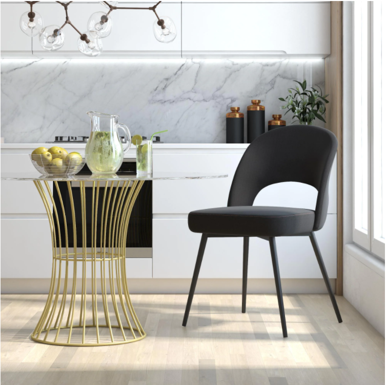 Alexi Black Velvet Upholstered Dining Chair