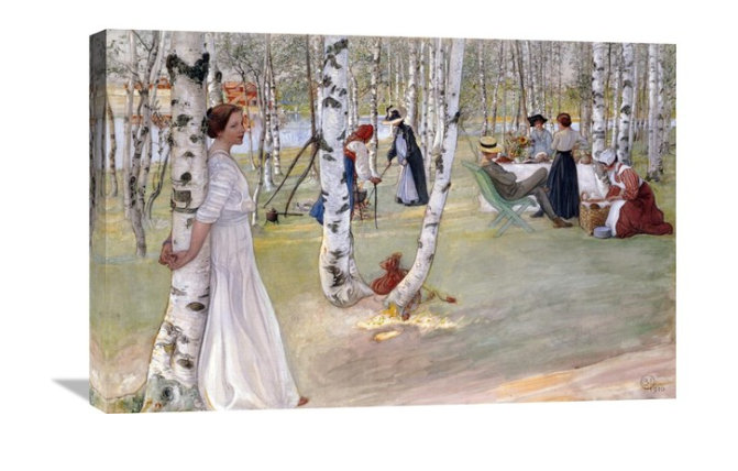 "Breakfast In The Open" Stretched Canvas Giclee by Carl Larsson, 30"x20"