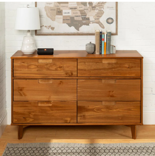 Sloane 6-Drawer Caramel Mid Century Modern Wood Dresser