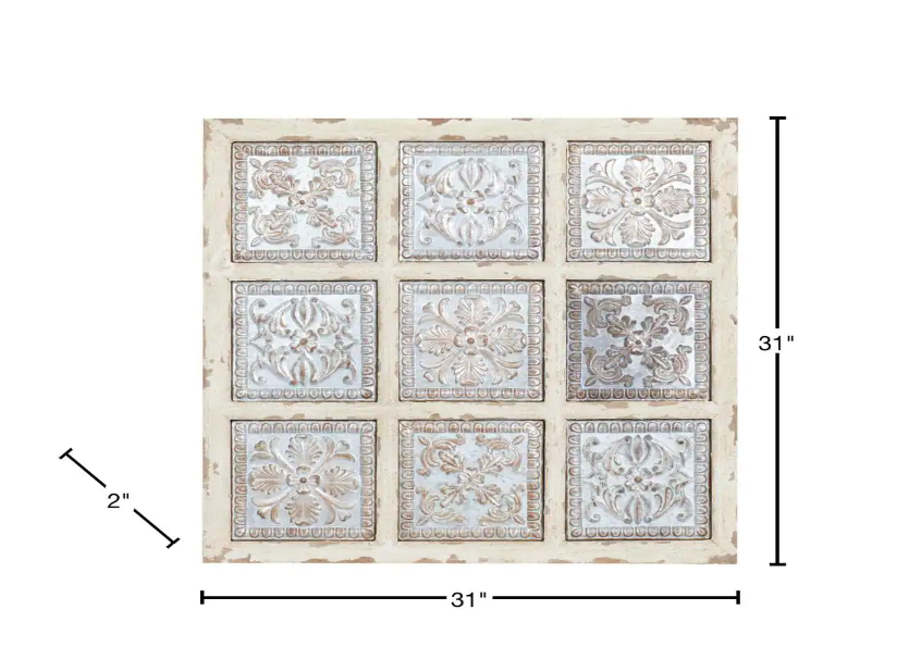 White Metal Rustic Floral Wall Decor 31 in. x 31 in.