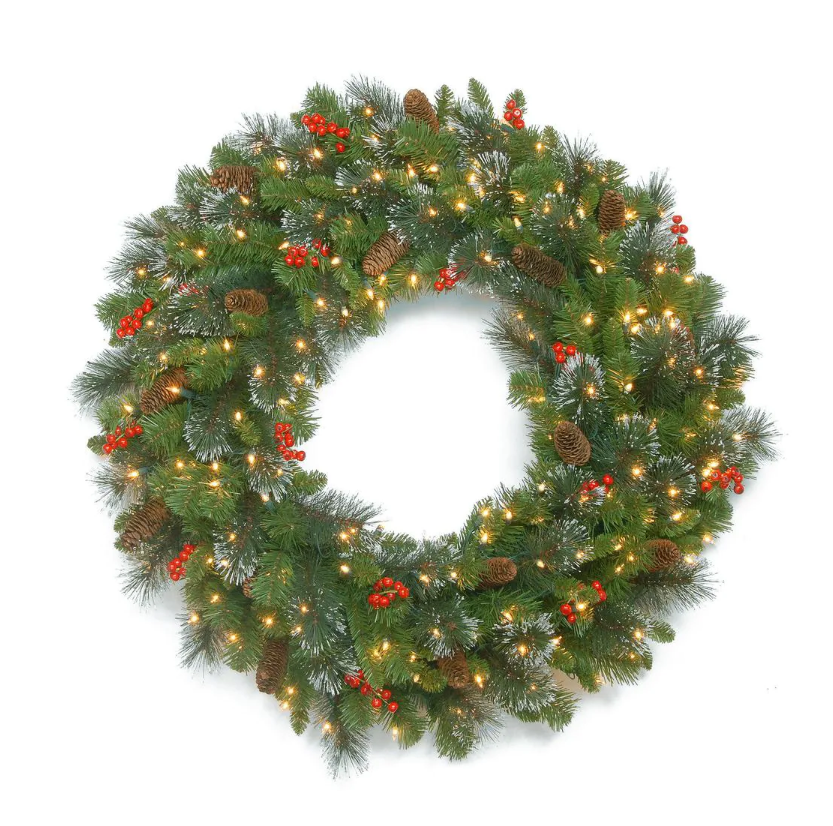 30 in. Crestwood Spruce Wreath with Clear Lights