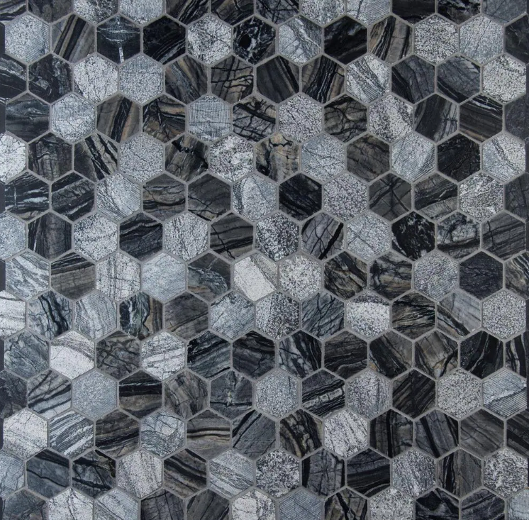 Henley Hexagon 12 in. x 12 in. x 10 mm Polished Marble Mosaic Tile (10 sq. ft. / case)